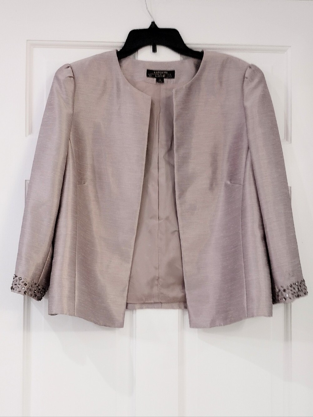 Tahari Sz 14 Women's Taupe Skirt Suit - Classic Three-Piece Set - Picture 7 of 16